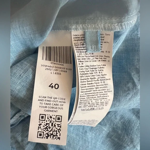 NWT $538 120% Lino Italy design Blue Harbor Sleeveless Maxi Dress Size 40 Bow - Picture 7 of 14